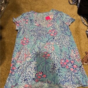 Lilly Pulitzer Etta V Neck small blue Ibiza now you see me